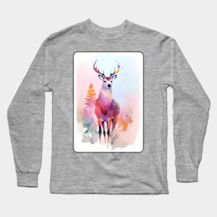 Deer Watercolor Portrait 2 Long Sleeve T-Shirt